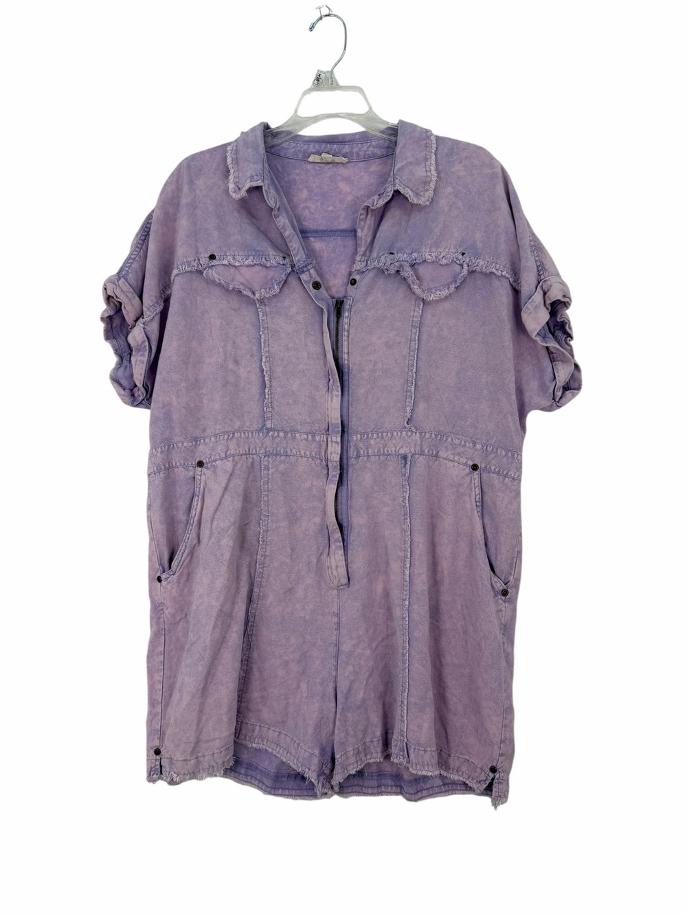 Blue Velvet Washed Lavender Utility Romper